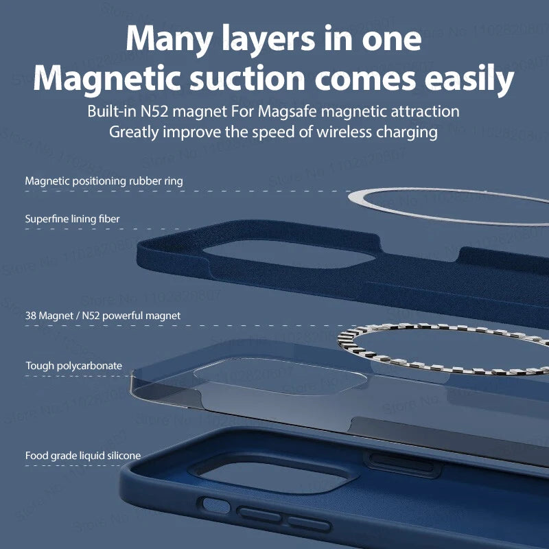 Liquid Silicone Magnetic Cases - iPhone 15 14 11 13 12 Pro Max Plus
