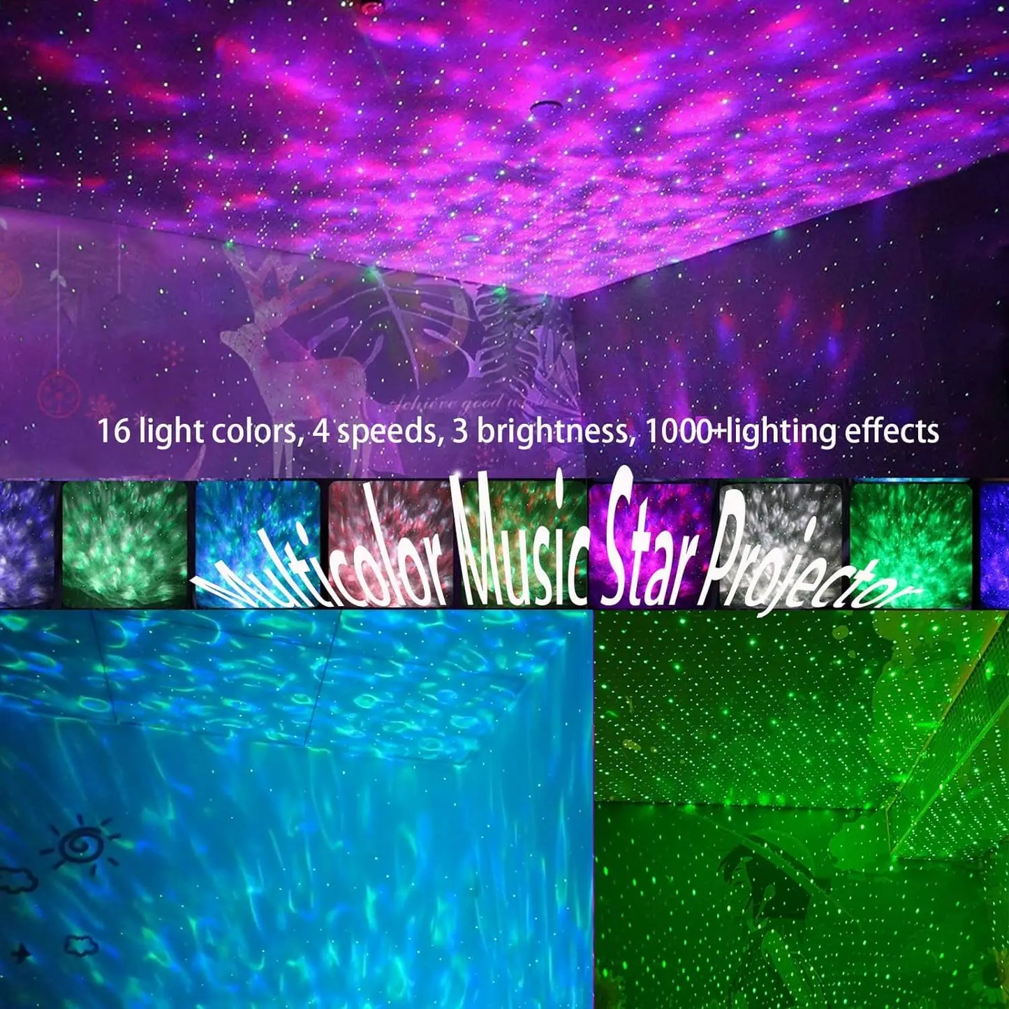 Galaxy Star Projector Bluetooth Speakers Night Light Timer Remote Control Room Decor LED Night Lights for Bedroom Decor