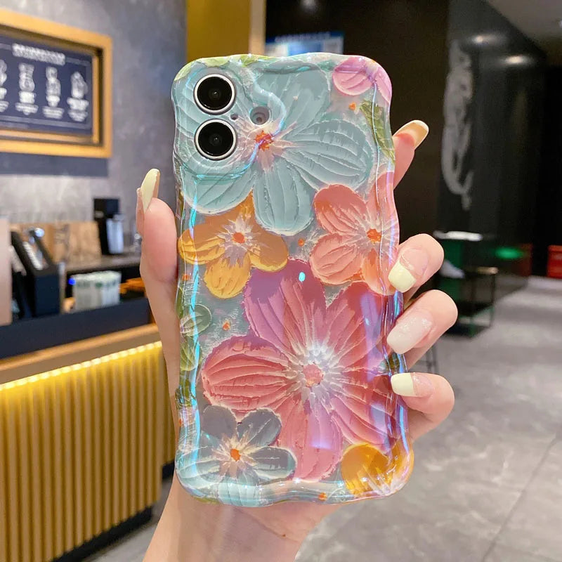 Luxury 3D Flower Anti Knock Back Case for iPhone 15 Pro Max 14 13 Pro Protective Cover for iPhone 16 Pro Max 15 14 13 12 11 Capa - iBrightCS