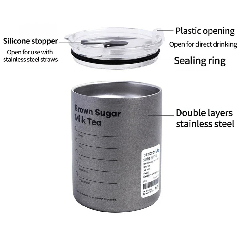 Double-layer Coffee Cup Thermos Cooler Straw Cup Portable Reusable - iBrightCS