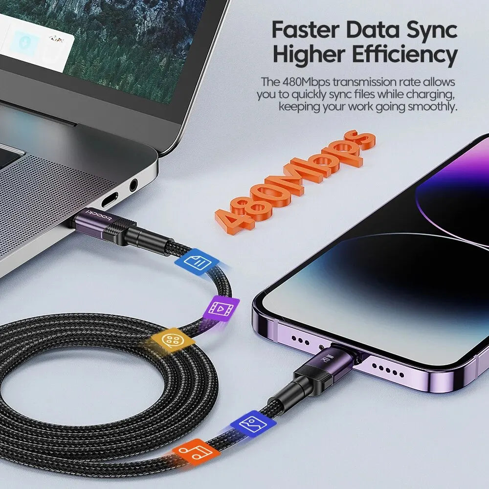 Toocki PD 20W USB C To Lightnin Cable For iPhone 15 14 13 12 11 Pro XS 8 Type C To Lightning Cable Data Wire Fast Charging Cable