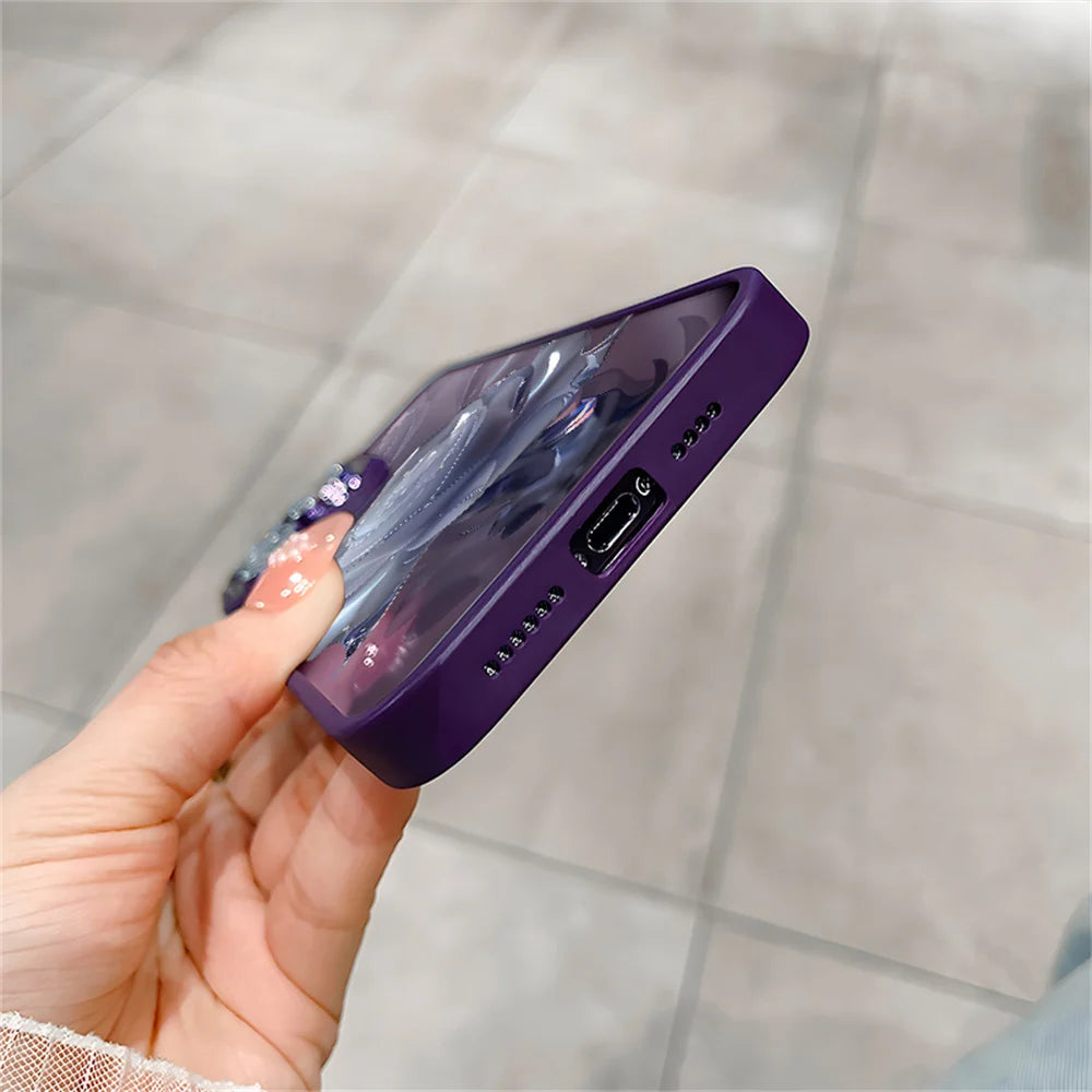 Crystal Rose Transparent Phone Case for iPhone 15 14 ProMax 13 12 11 Pro Max Plus Bling Lens Protection Plating Shockproof Cover