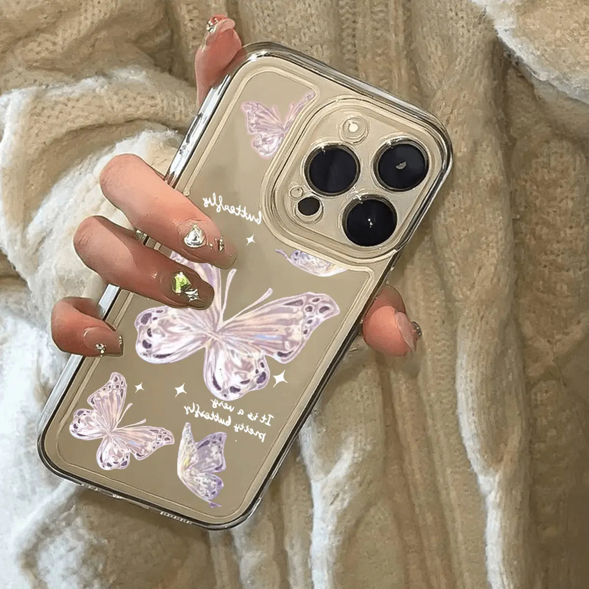 Luxury Butterfly Glitter Clear Phone Case - iPhone 15 16 Pro Max