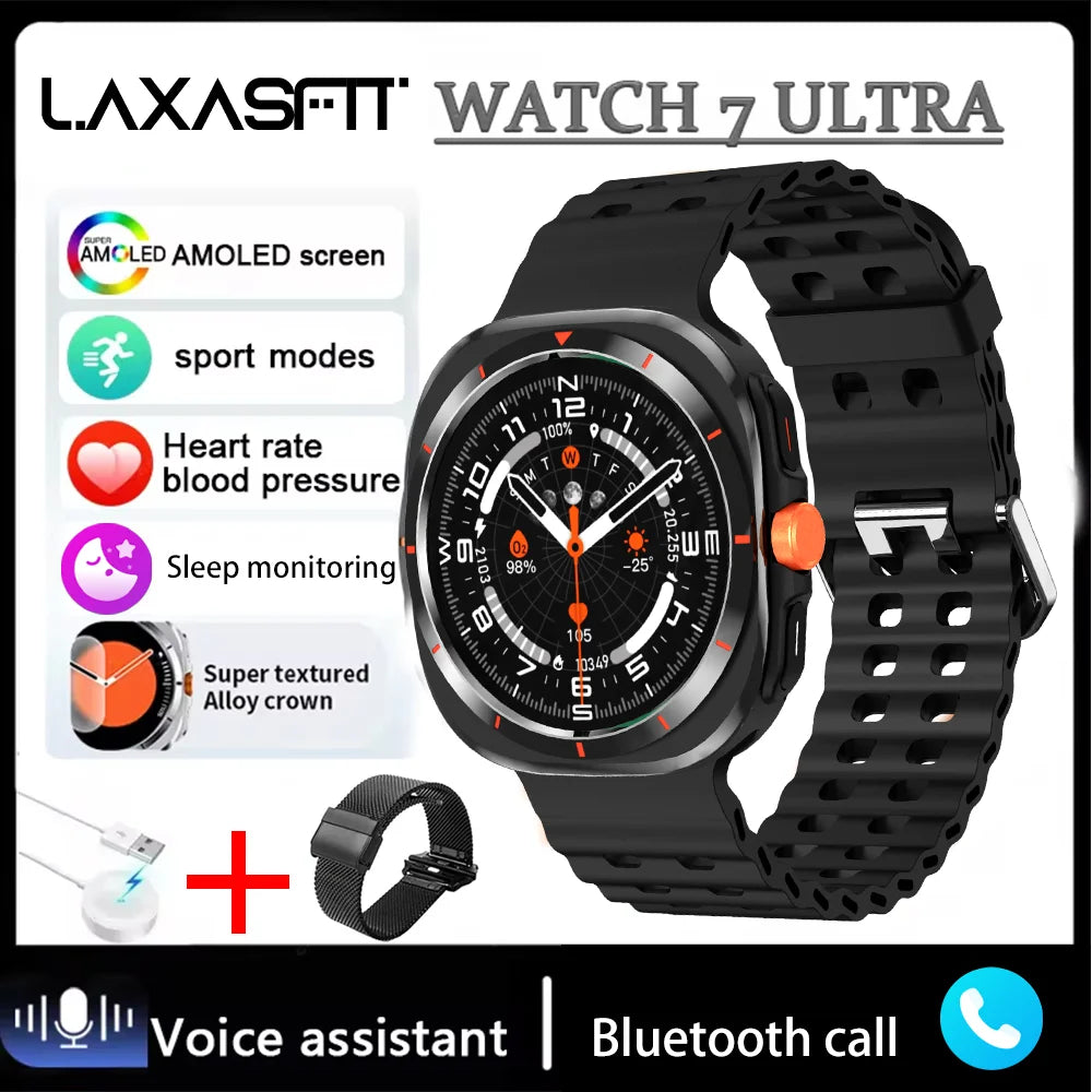 LAXASFIT Watch 7 Ultra Smartwatch Bluetooth Talk HD AMOLED Screen Fitness Tracker Health Monitoring Smartwatch for Android IOS - iBrightCS