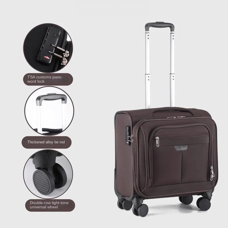 Oxford Cloth Luggage 20 Inch Compact Luggage Carrier Business Trolley Lightweight Suitcases Durable Compact Travel Suitcase