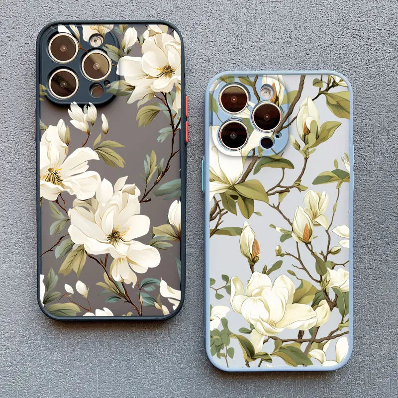 Magnolia Flower Phone Case For iPhone 13 12 11 Pro Max Mini 16 15 14 Plus Pro Max X XR XS SE2 8 7 Plus Shockproof Back Covers