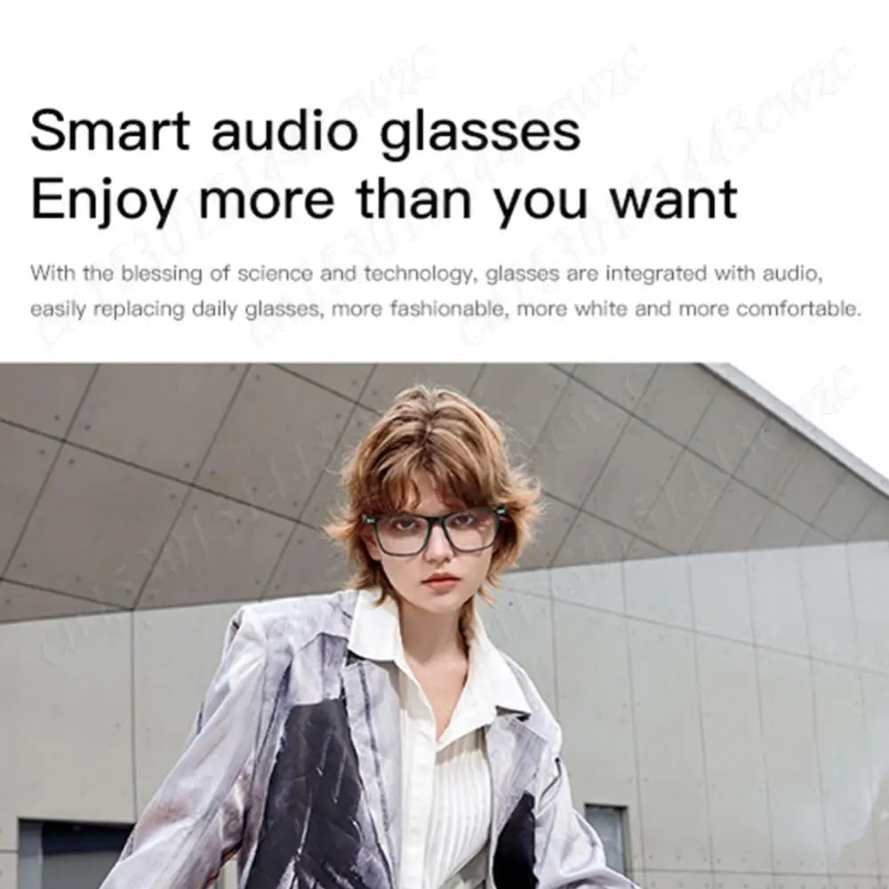 AI Bluetooth Smart Glasses with Camera & Voice Assistant Noise Canceling Translate Eyeglasses Pocket Smart Glasses for Men/Women
