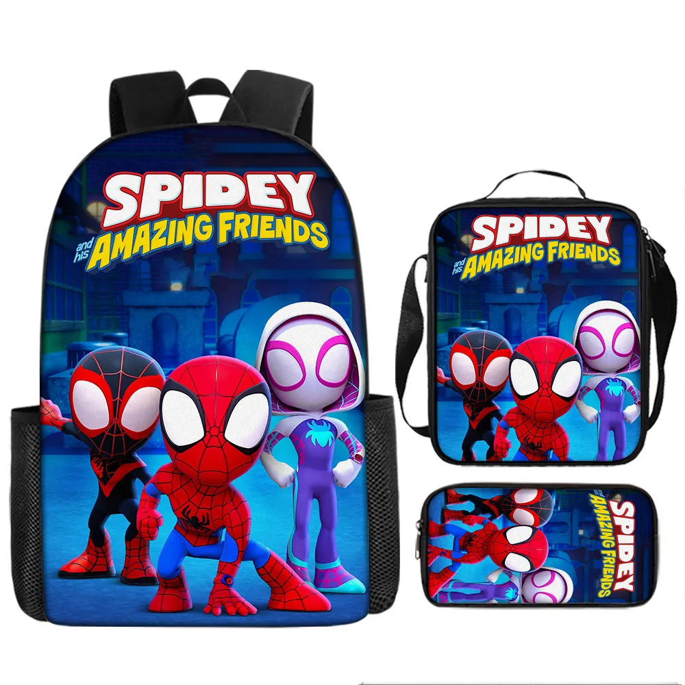 Disney 3pc Backpack Set Large Capacity Boy's Schoolbag Spider Man Shoulder Bag Pen Case Fashion Bag Student Gift