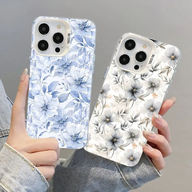 Cute Blue & White Porcelain Floral - iPhone 11 12 Pro Max 16 15 14 13 Pro Max