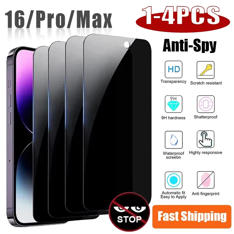4PCS Privacy Screen Protectors  - iPhone 11- 16