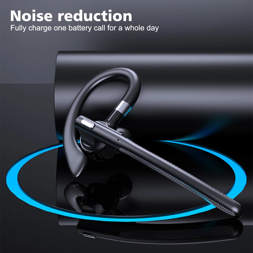 Wireless Bluetooth 5.4 Headset Ear-hook Single Ear Driving Headphone With Dual-Mic CVC8.0 Noise Cancelling Handsfree Earphones