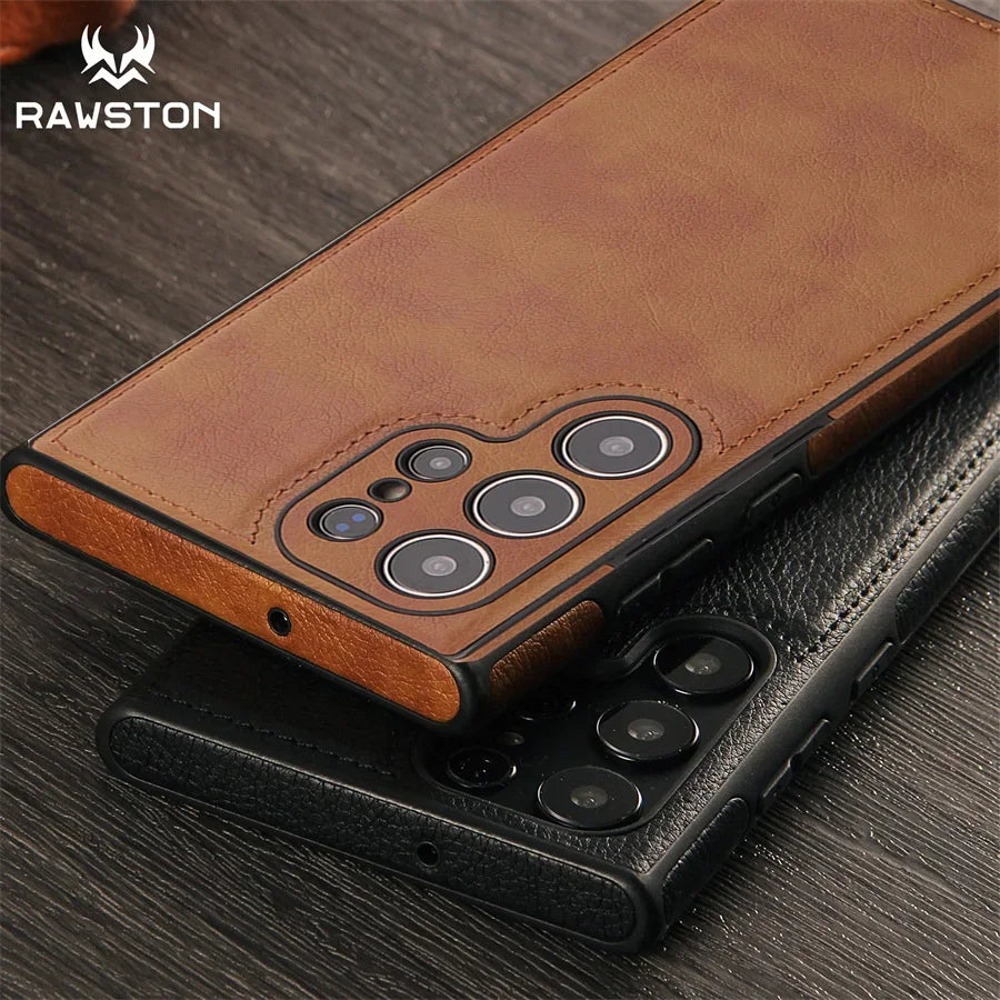Luxury Vintage PU Leather Shockproof Case - Samsung S25 Ultra S24 Plus S23 S22 S24Ultra Slim