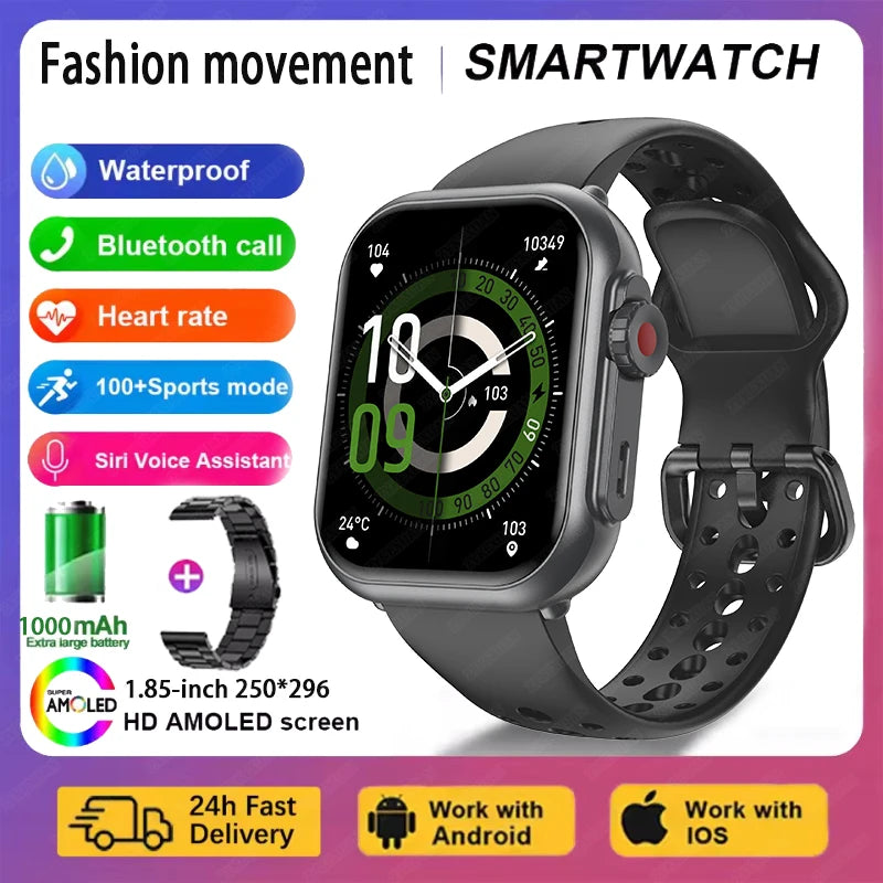 For Apple Watch Ultra 2 1000 mAh Smart Watch Men Women 1.85-inch HD Full Touch Screen IP68 Waterproof Bluetooth Call Smartwatch