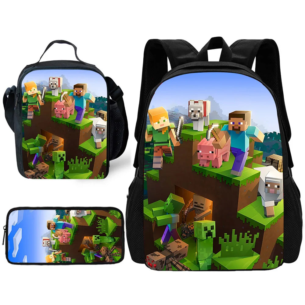 Child School Cartoon For M-My W-Worlds Backpack with Lunch Bags ,Pencil Bags ,School Bags for Boys Girls Best Gift