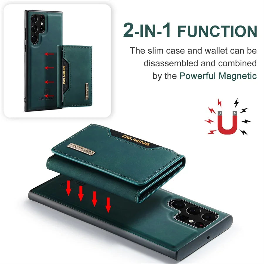Luxury Magnetic Leather Wallet Case - Samsung Galaxy S25 Ultra S24 S23 S20 S21 S22 Plus Note 20