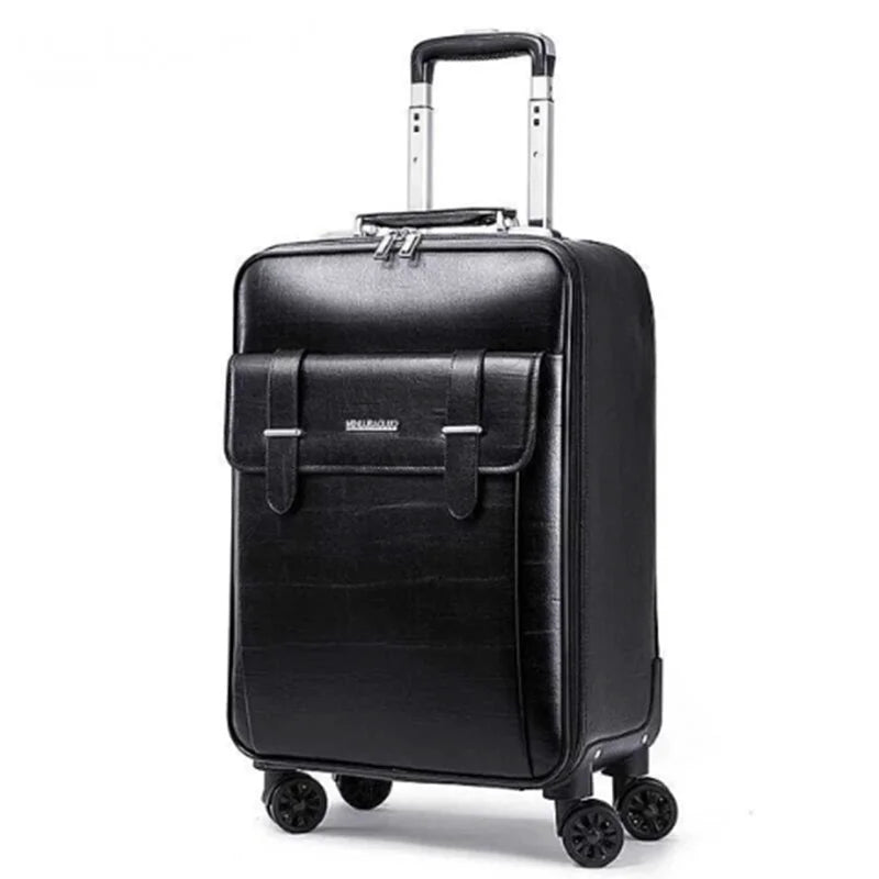 Genuine Leather Trolley Suitcase 20-inch Cowhide Luggage Leather Case with Multi-directional Wheels16-inch Business Cabin Case