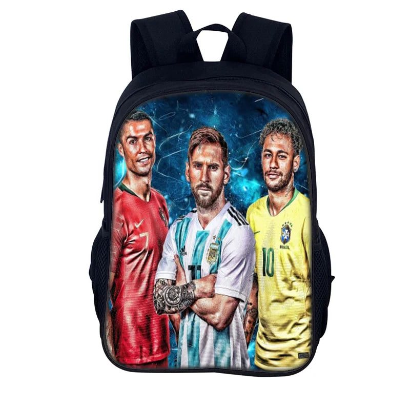 3 pcs set Football Star Child School Backpack with Lunch Bags Pencil Bags School Bags For M-Messis Boys Girls Best Gift