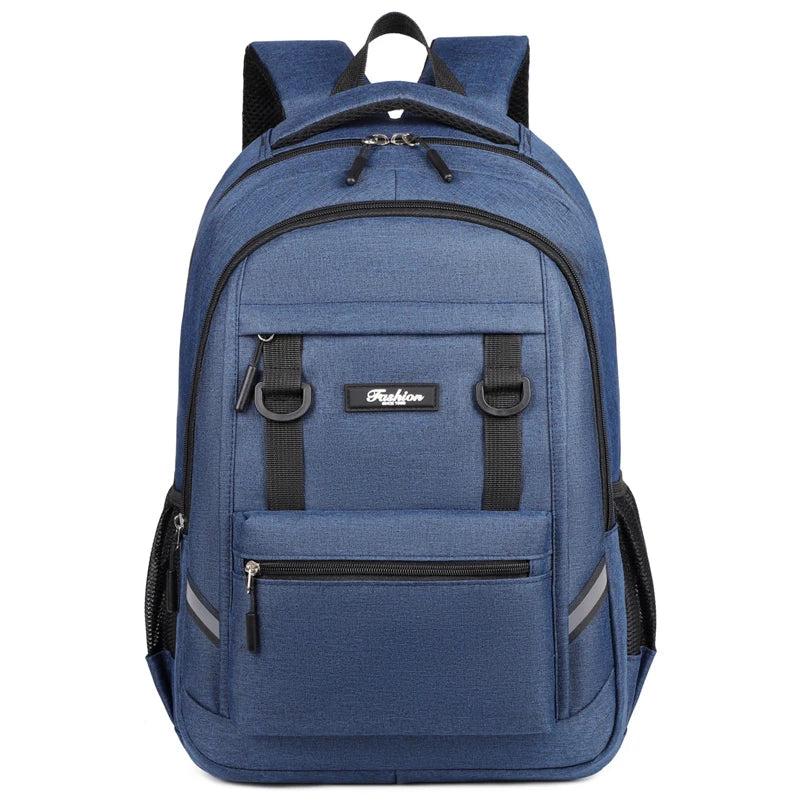 Stylish large-capacity backpack with multiple pockets, equipped with a laptop compartment and adjustable shoulder straps, perfec