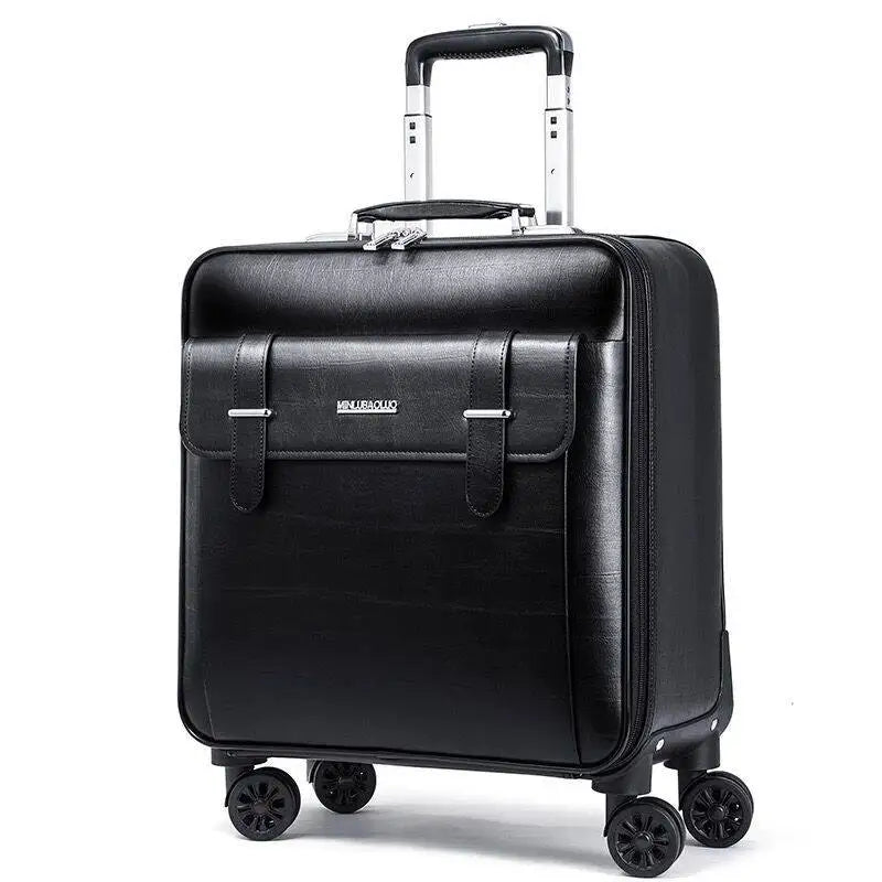 Genuine Leather Trolley Suitcase 20-inch Cowhide Luggage Leather Case with Multi-directional Wheels16-inch Business Cabin Case