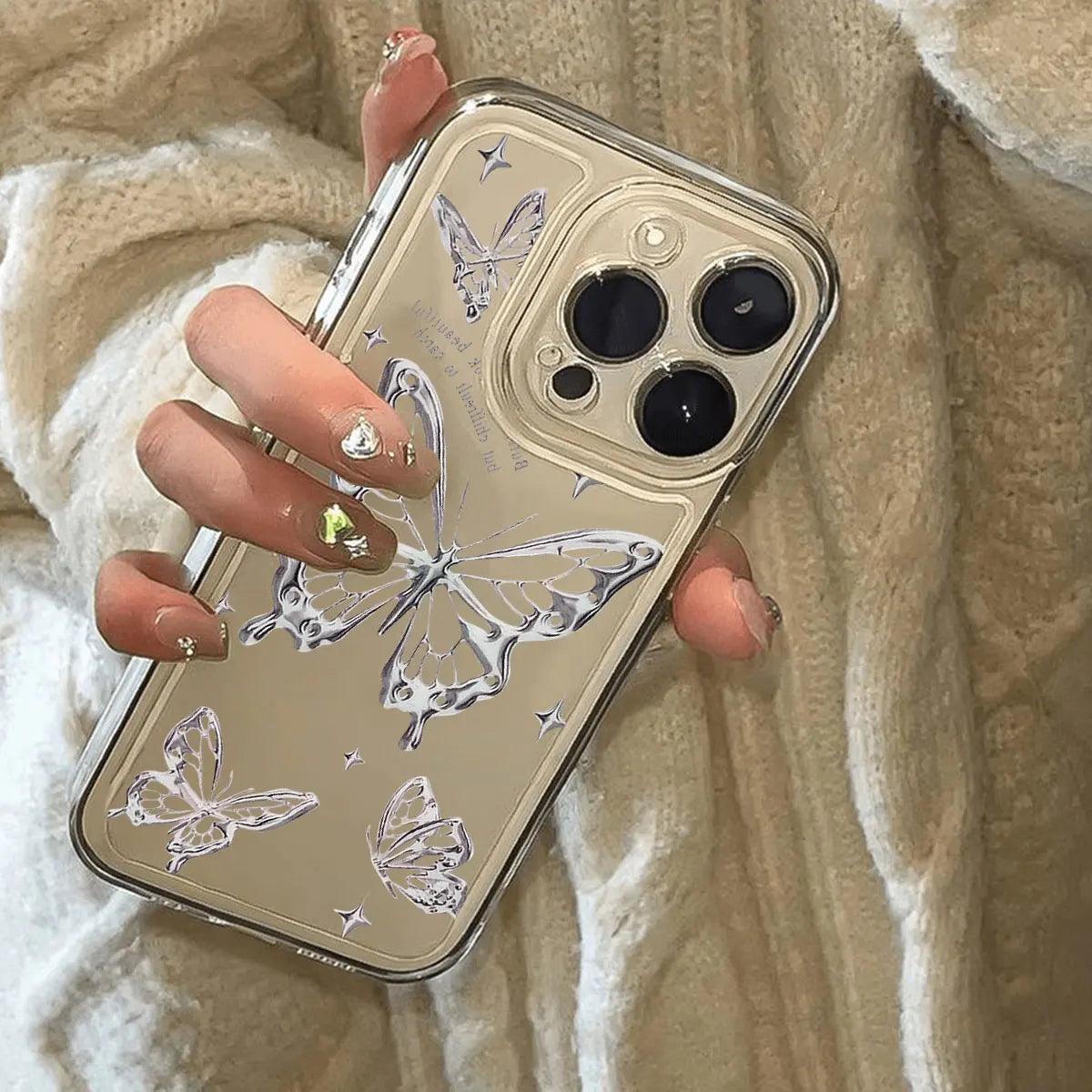 Luxury Butterfly Glitter Clear Phone Case - iPhone 12 13 Pro Max