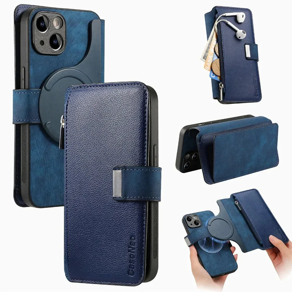 2 in 1 Detachable Wallet Phone Case - iPhone 16 15 14 Plus 13 12 11 Pro  & XS Max XR 7 8 Plus