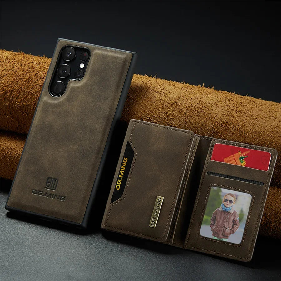 Luxury Magnetic Leather Wallet Case - Samsung Galaxy S25 Ultra S24 S23 S20 S21 S22 Plus Note 20