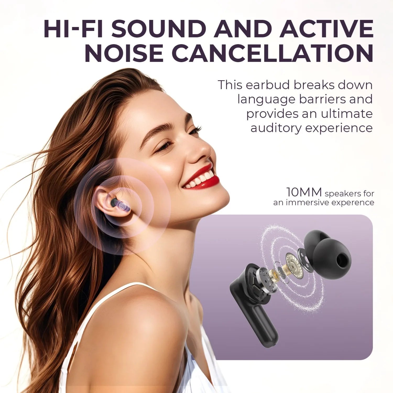 2PCS Touch Screen Translation Headphones 144 Languages Two-Way Real Time Translator Headsets Travel Business Bluetooth Earbuds - iBrightCS