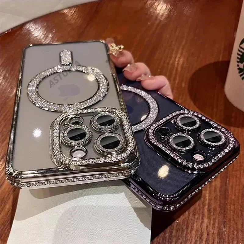 2024 New Fashion Glitter Diamond Transparent Case - iPhone 16 Pro Max