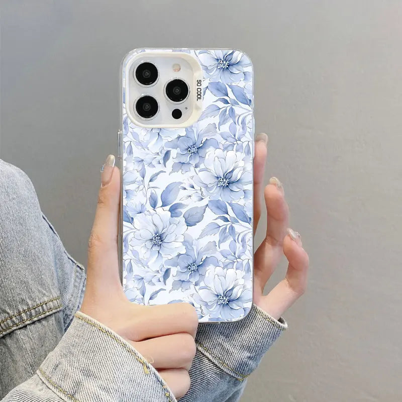Cute Blue & White Porcelain Floral - iPhone 11 12 Pro Max 16 15 14 13 Pro Max