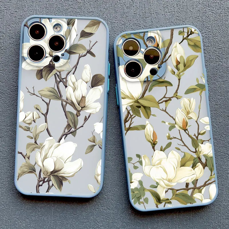 Magnolia Flower Phone Case For iPhone 13 12 11 Pro Max Mini 16 15 14 Plus Pro Max X XR XS SE2 8 7 Plus Shockproof Back Covers