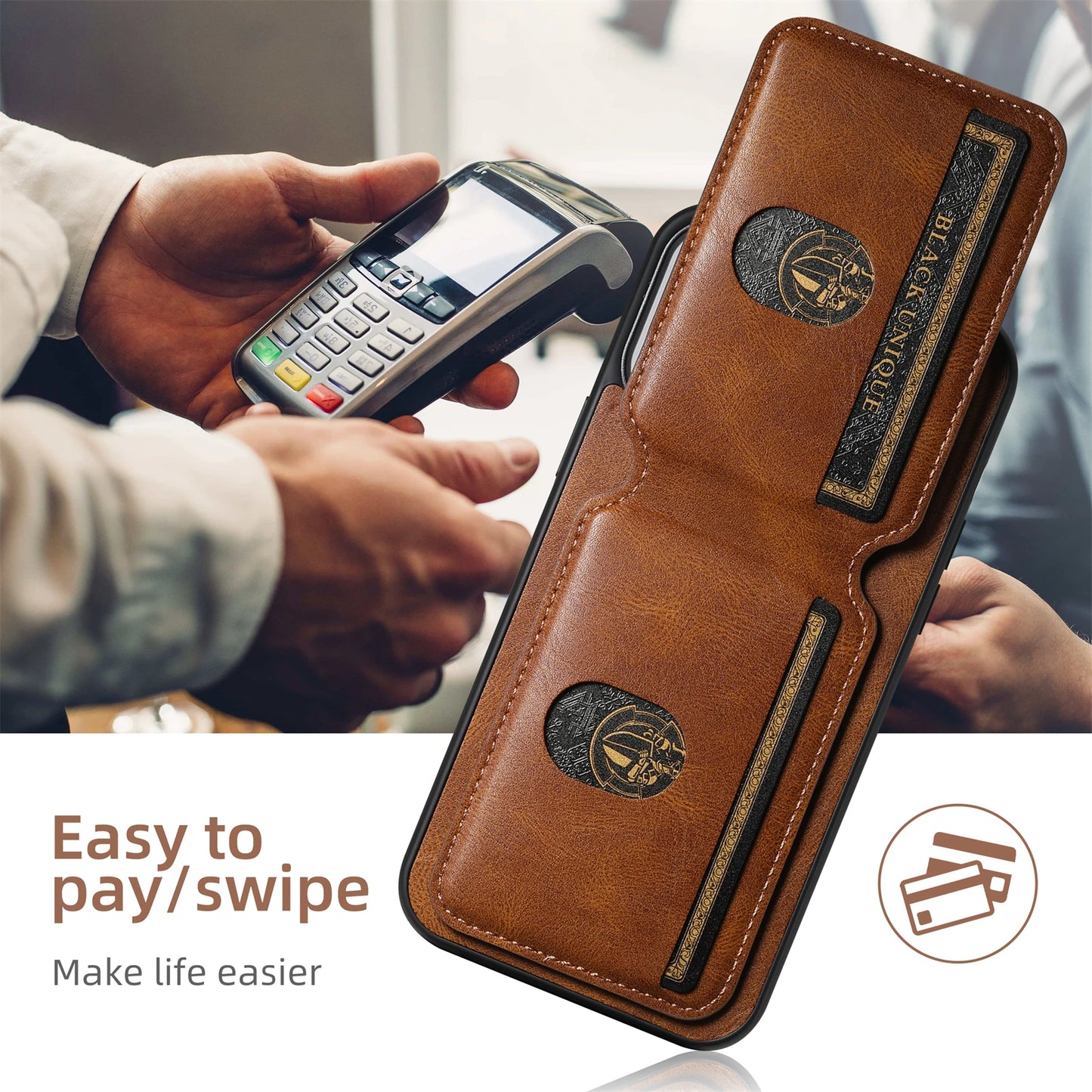 Luxury Leather Magnetic Case & Wallet - iPhone X XS XR 11 12 13 14 15 Plus 16 Pro Max
