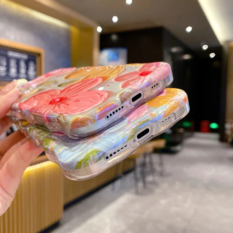 Luxury 3D Flower Anti Knock Back Case for iPhone 15 Pro Max 14 13 Pro Protective Cover for iPhone 16 Pro Max 15 14 13 12 11 Capa - iBrightCS