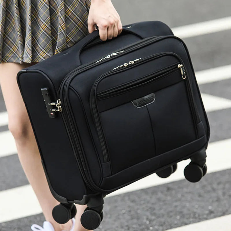 Oxford Cloth Luggage 20 Inch Compact Luggage Carrier Business Trolley Lightweight Suitcases Durable Compact Travel Suitcase