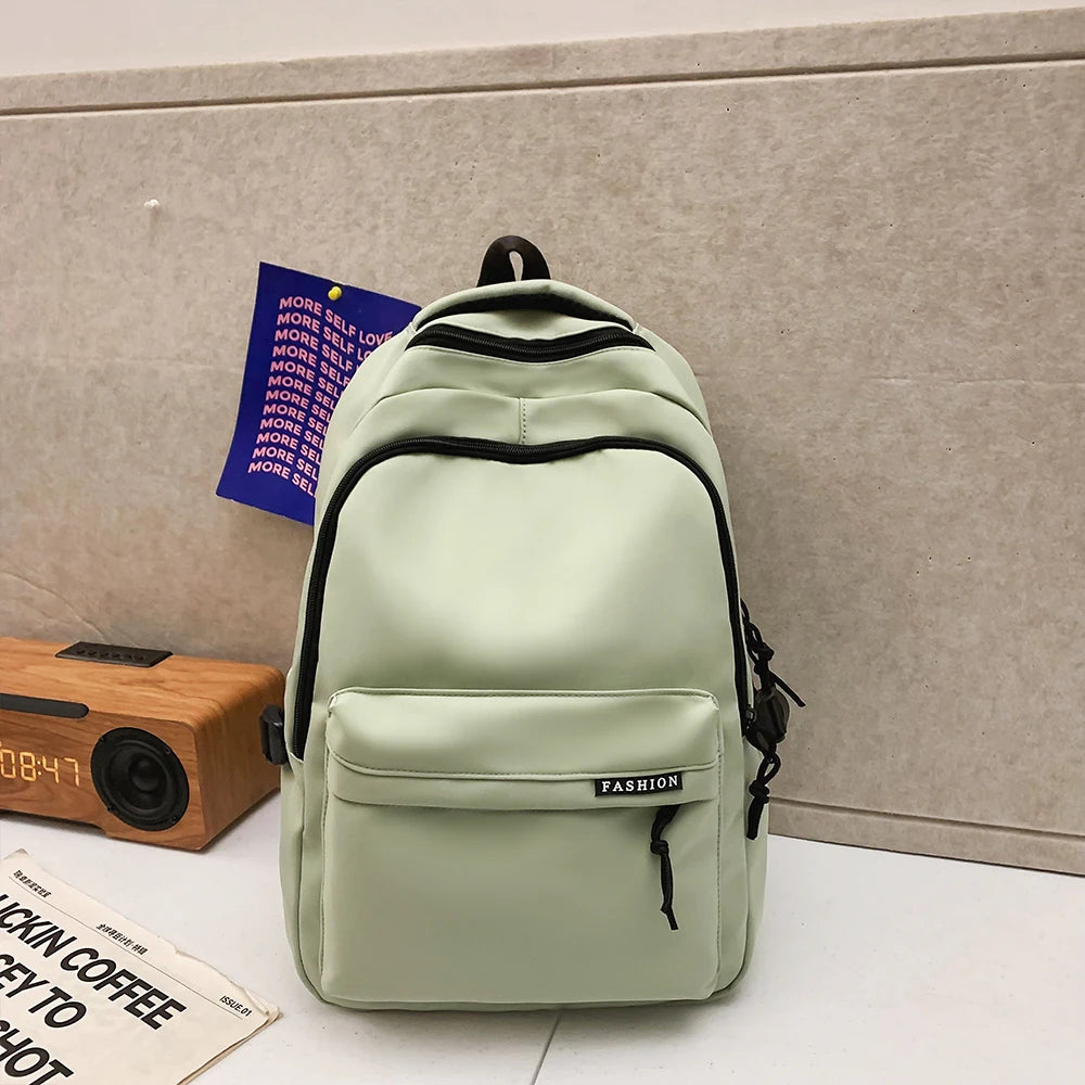 Large Capacity Solid Color Backpack for High School Students, Simple Black Travel Backpack for Middle School Students