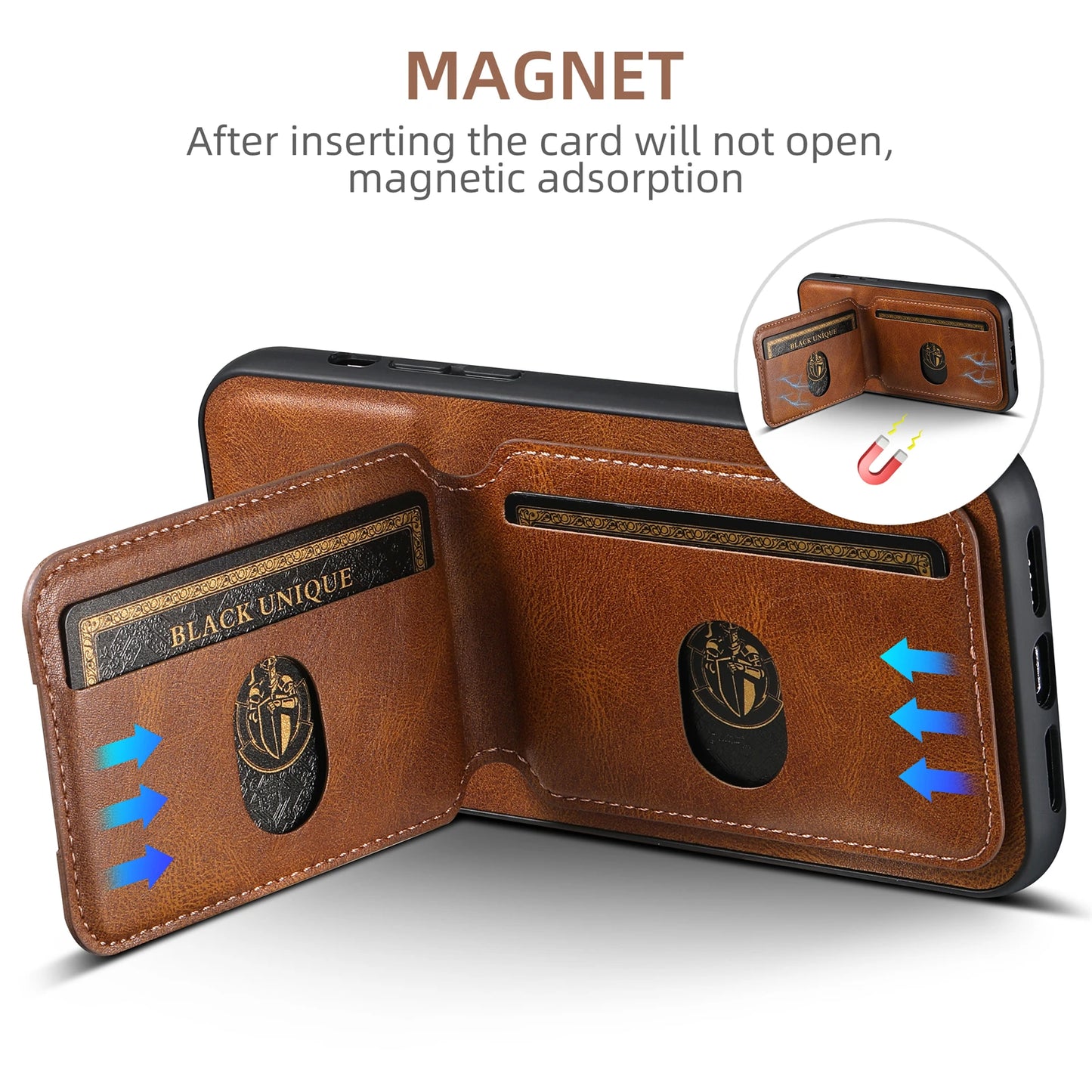 Luxury Leather Magnetic Case & Wallet - iPhone X XS XR 11 12 13 14 15 Plus 16 Pro Max