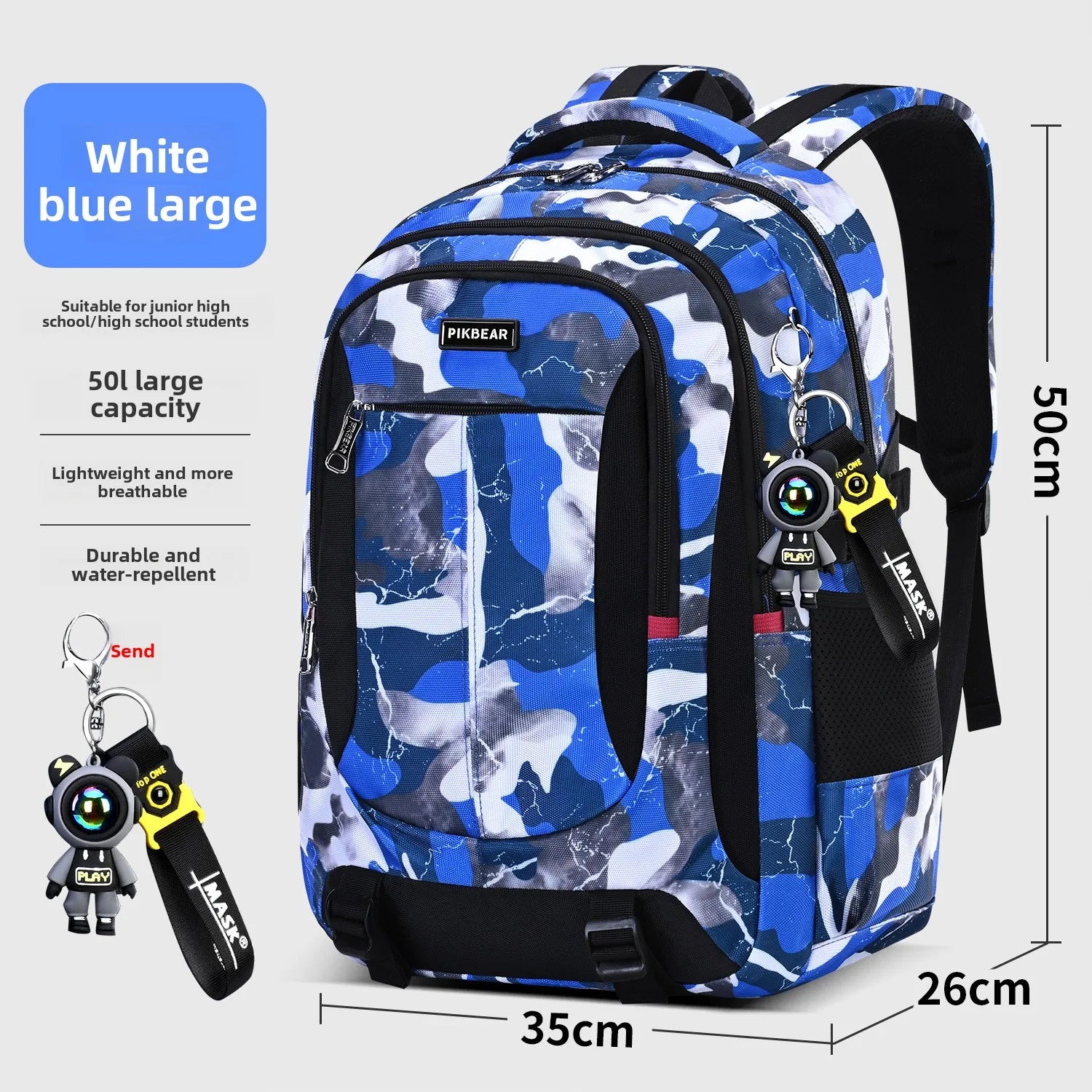 Astronaut pendant Orthopedic Men Laptops Backpack Teenages Camouflage Schoolbag Primary Waterproof Backpacks student School Bags - iBrightCS