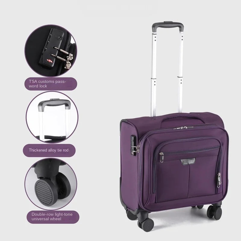Oxford Cloth Luggage 20 Inch Compact Luggage Carrier Business Trolley Lightweight Suitcases Durable Compact Travel Suitcase