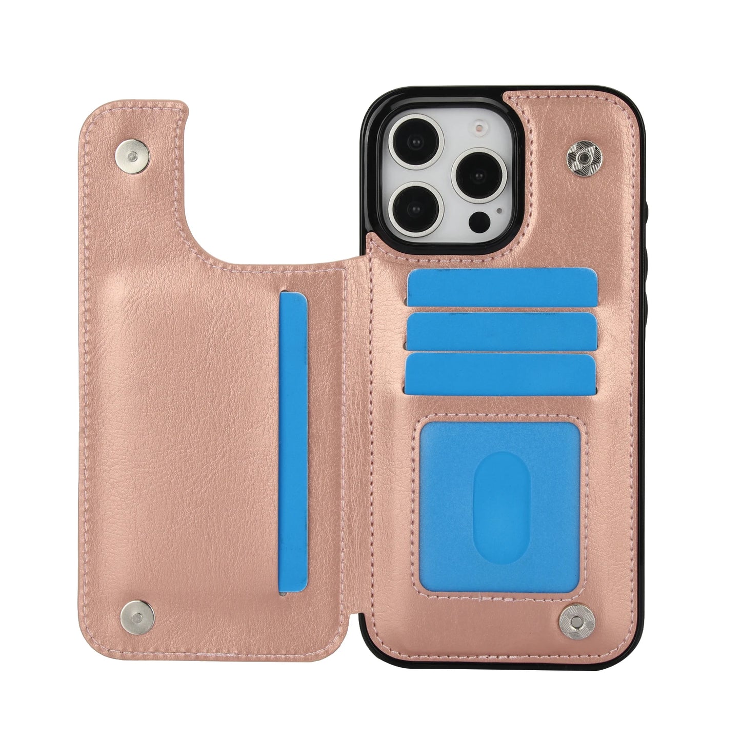 Leather Case Kickstand Card Holder - iPhone 16 15 14 13 12 11 Pro Max