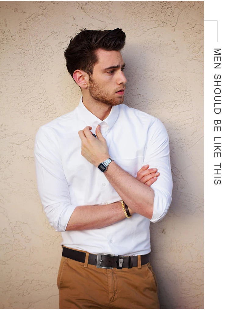 New Trend Men's High Quality Buckled Jeans Leather Casual Belt Business Cowboy Belt Men's Fashion Designer