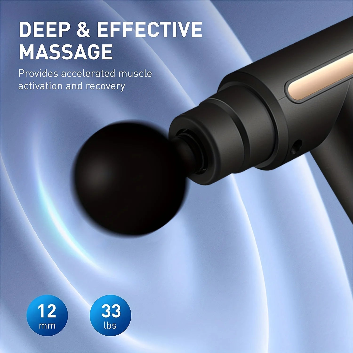 Portable Fascia Massage Gun Deep Tissue Massager Body Muscle Relaxation with LED Touch Screen 4 Replaceable Massage Heads