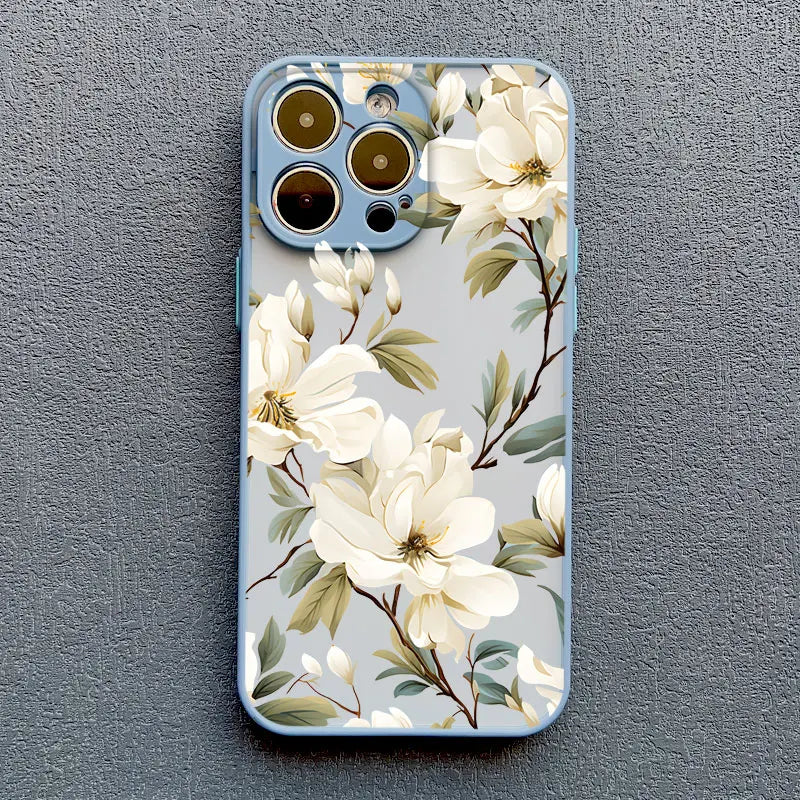 Magnolia Flower Phone Case For iPhone 13 12 11 Pro Max Mini 16 15 14 Plus Pro Max X XR XS SE2 8 7 Plus Shockproof Back Covers