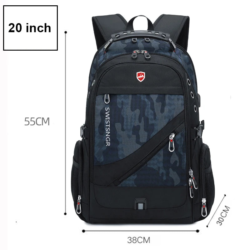 2025 New Waterproof Man Backpack Fit 17inch Laptop USB Charging Backpack Women Oxford Travel Male Bag Vintage School Bag Mochila - iBrightCS