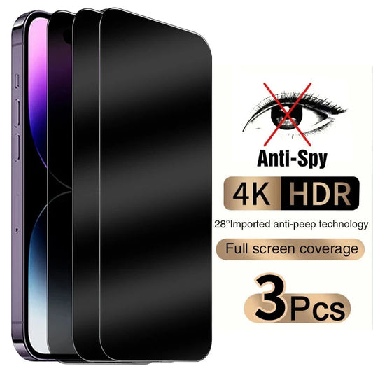 3PCS Full Cover Anti-Spy Screen Protector - iPhone 11 12 13 14 15 PRO MAX