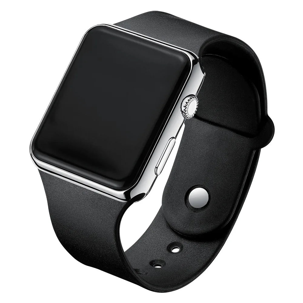 Simple Digital Watch for Men Women Fashion Sport LED Electronic Watch Black Silicone Wristband Casual Mens Watch Reloj Hombre - iBrightCS