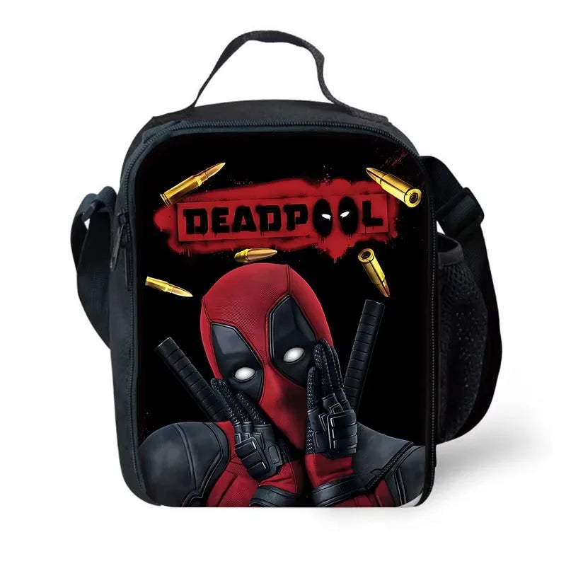 3 pcs set Deadpools Super Heroes Child School Backpack with Lunch Bags ,Pencil Bags ,School Bags for Boys Girls Best Gift