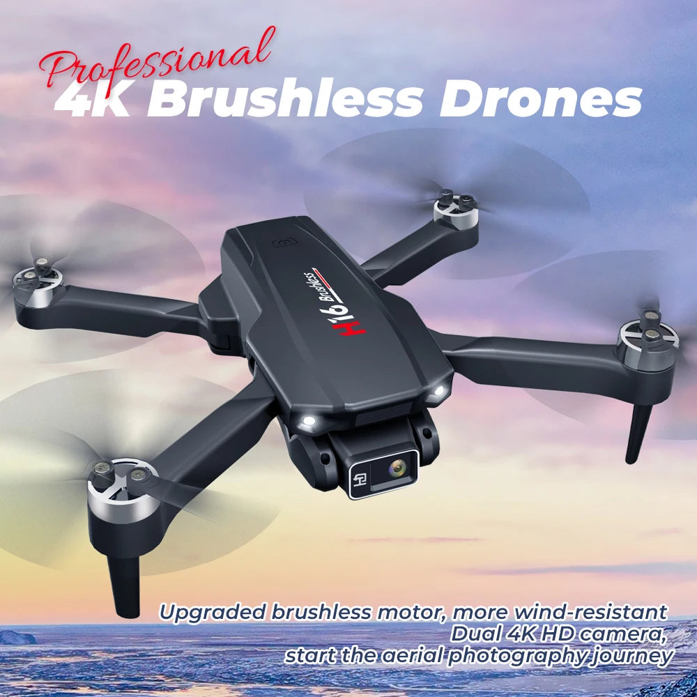 KBDFA New Drone H16 GPS Professional Dual Camera Dron Quadcopter Brushless Aerial Photography Laser Obstacle Avoidance RC Toy