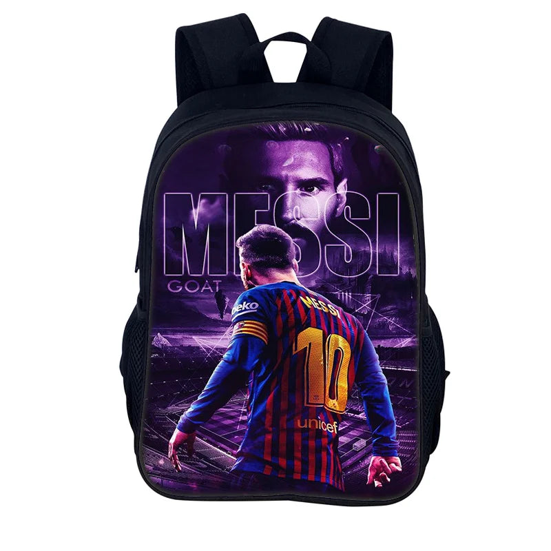3 pcs set Football Star Child School Backpack with Lunch Bags Pencil Bags School Bags For M-Messis Boys Girls Best Gift