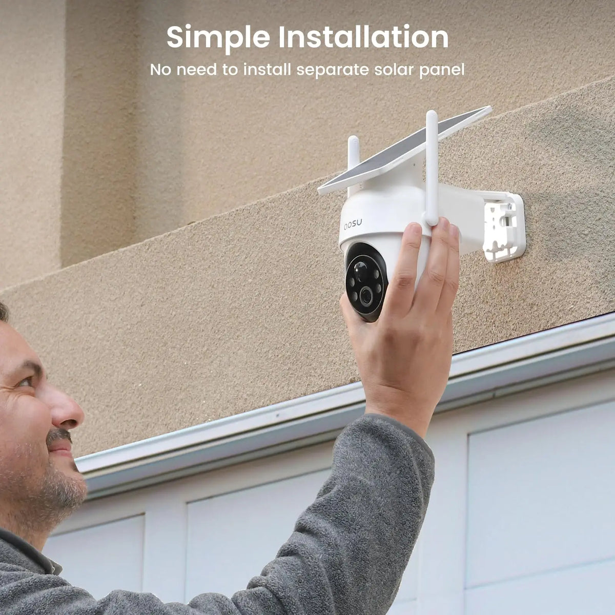 Renewed AOSU Wireless 4 Cams Kit Solar Camera System 5000mAh Battery 360° View PTZ Cameras with Solar Panel Wifi Camera Set