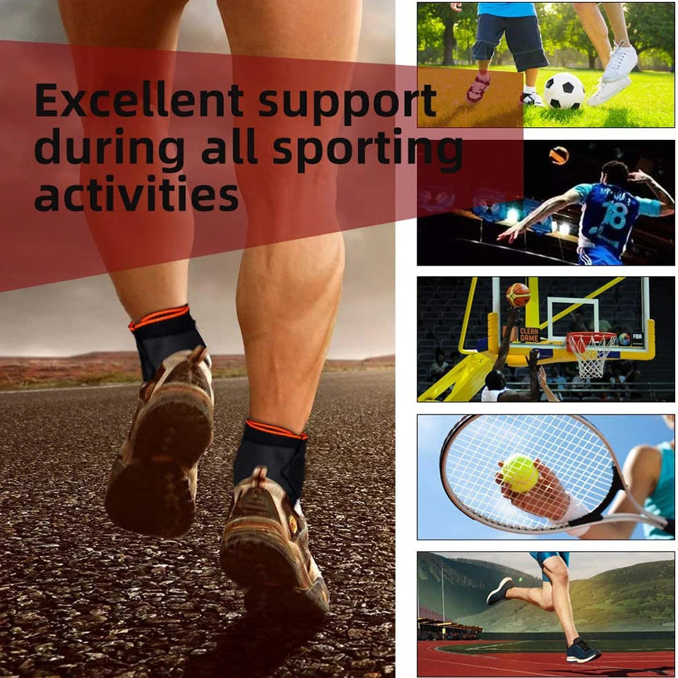 AOLIKES 1 PCS Elastic Silicone Ankle Support Brace Strap Basketball Football Ankle Brace Wraps, Adjustable Ankle Stabilizer - iBrightCS