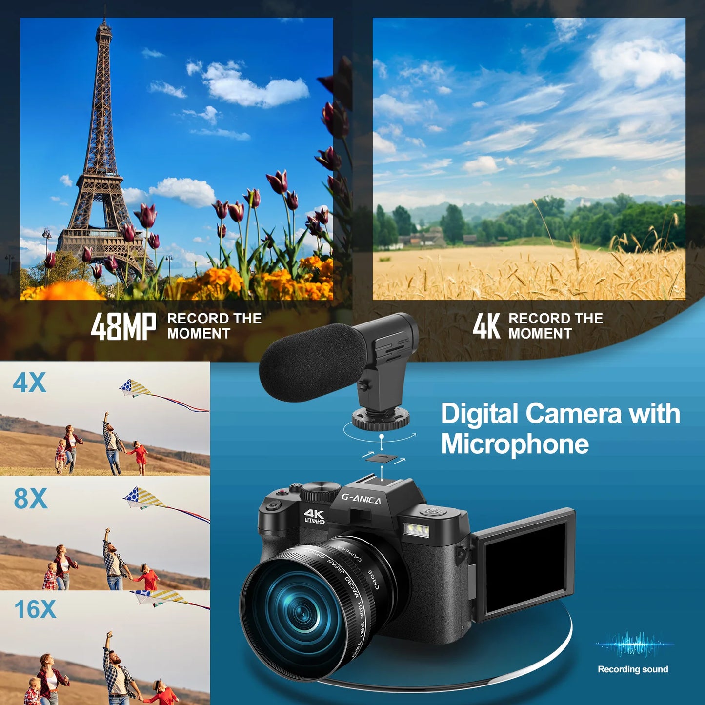 NBD 4K Digital Camera for Photography 48MP Vlogging Camera with Microphone WiFi 3-Color Filter, 16X Digital Zoom Camera